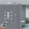 Parma Phone Controlled Chrome Luxurious Thermostatic LED Recessed Ceiling Mount Musical Rainfall Shower System with Hand Shower and 6 Jetted Body Sprays